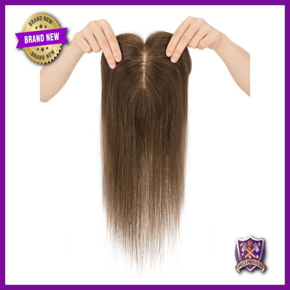14 Inch Human Hair Topper with Clip-on Bangs for Thin Hair main image 4